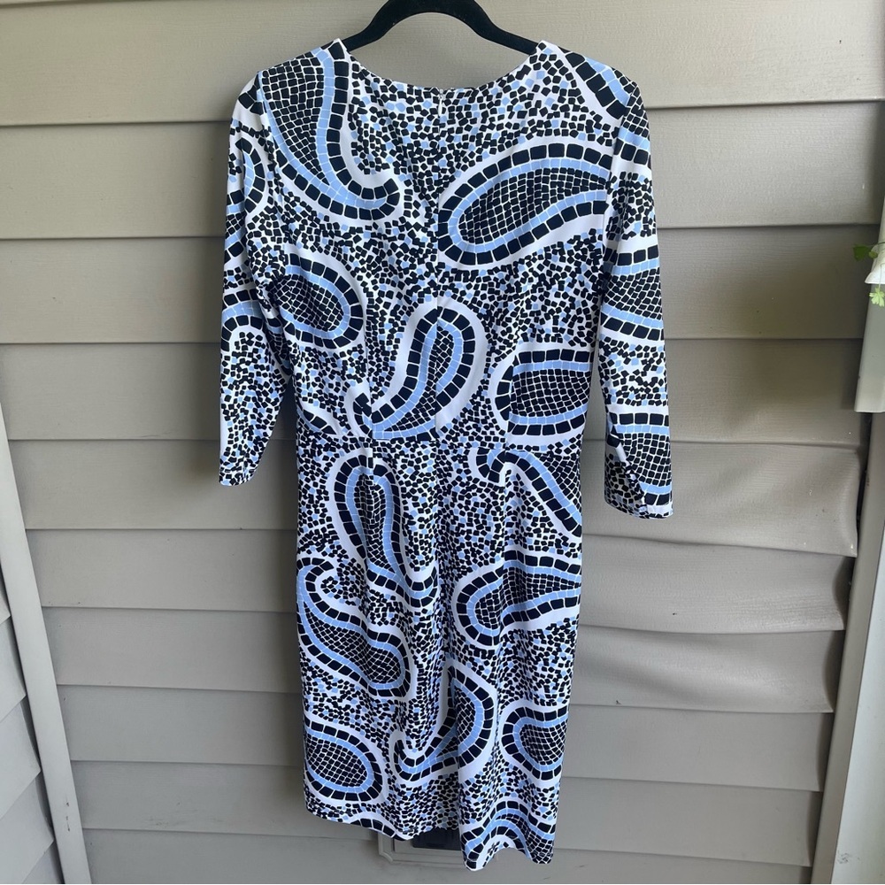 J McLaughlin Catalina Cloth Artsy Dress Blue Paisley 3/4 Sleeve Medium Stretch‎ - Picture 2 of 10